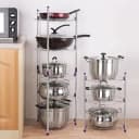 5 Tier Adjustable  Stainless Steel Pan Pot Organizer Rack