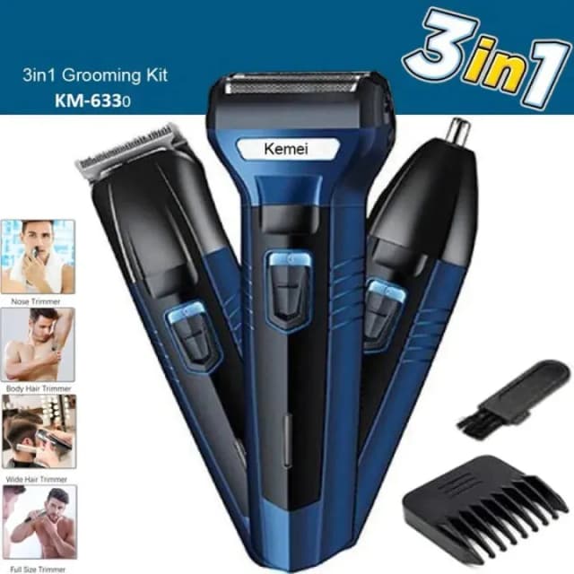 kemei-km-6330-3-in-1-rechargeable-hair-clipper-shaver