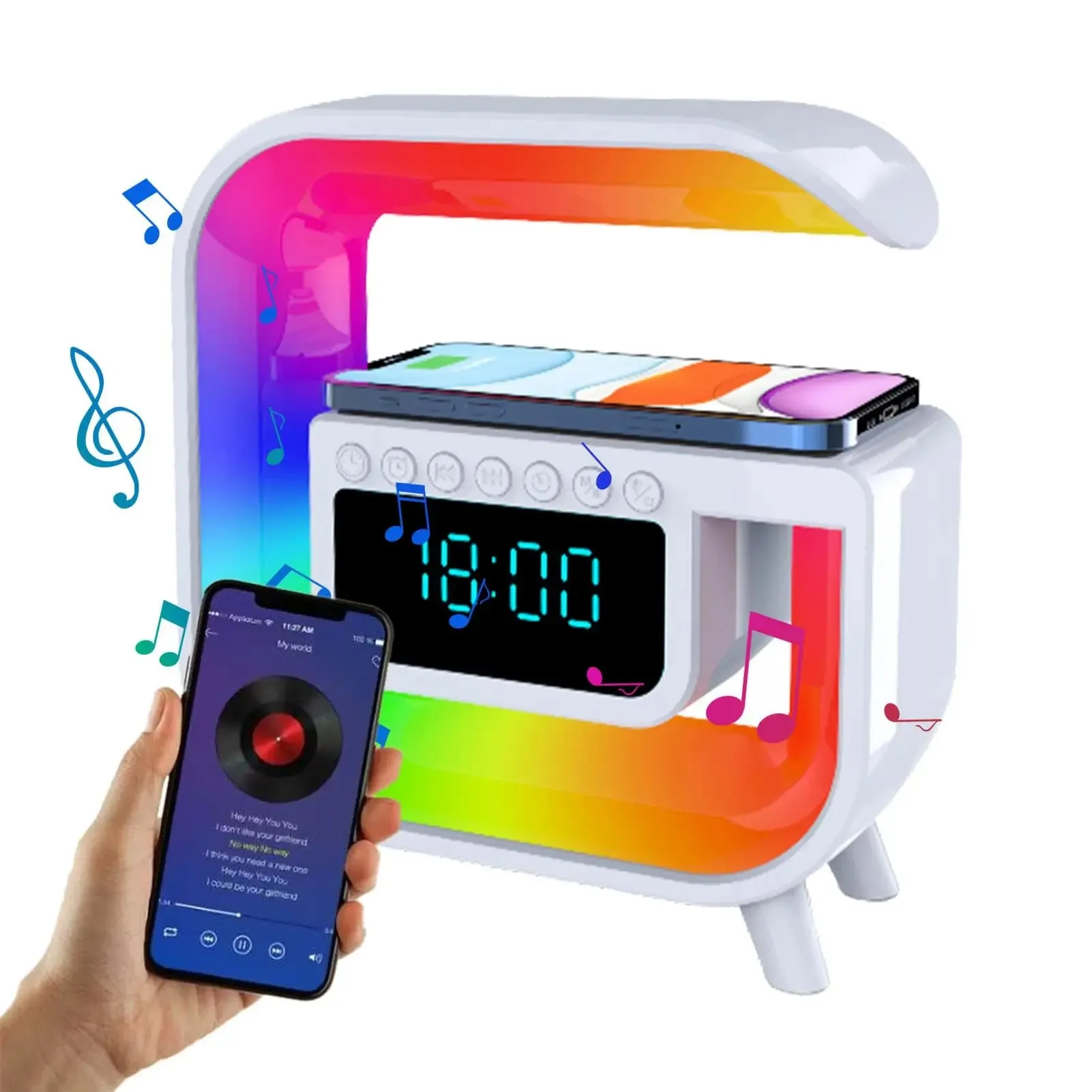LED Smart Light Lamp & Speaker with Wireless Charger