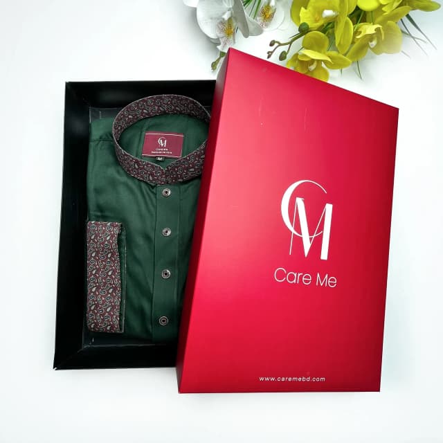 care-me-s-snail-printed-neck-premium-panjabi