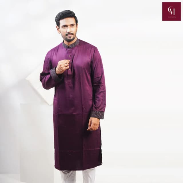 care-me-s-mini-snail-printed-maroon-luxury-panjabi