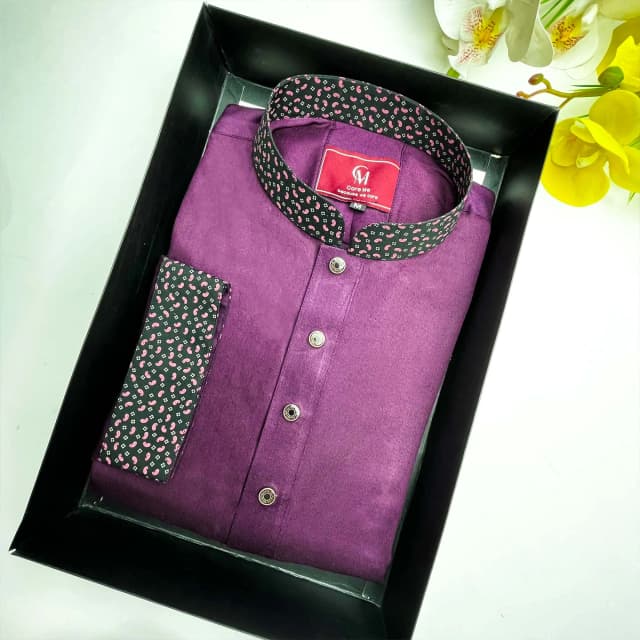 care-me-s-mini-snail-printed-maroon-luxury-panjabi