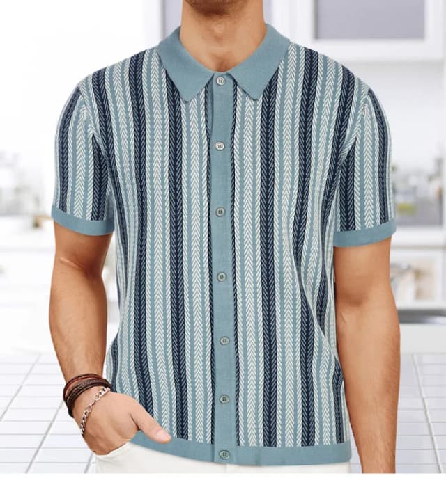 mens-summer-new-striped-jacquard-knitted-polo-shirt