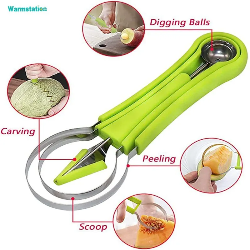 4 In 1 Melon Baller Scoop Stainless Steel Cutter