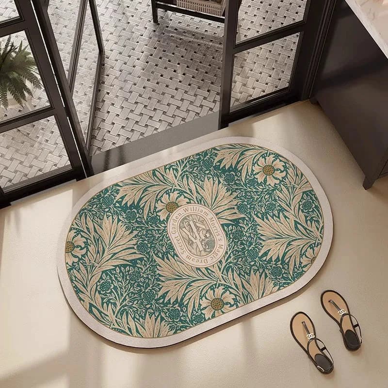 Cozy Florals with Words of Rain Floor mat