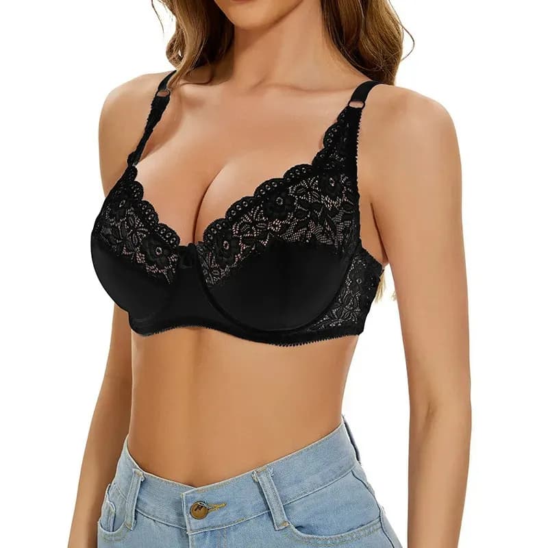European Style Lace Bra -Black