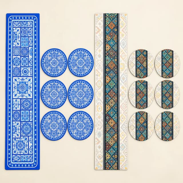 dineaura-elegant-anti-slip-table-runner-round-mat-set-7-pieces