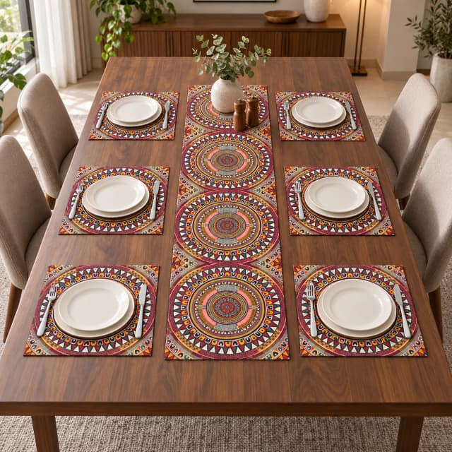 mandalanest-heritage-anti-slip-table-runner-placemat-set-7-pieces