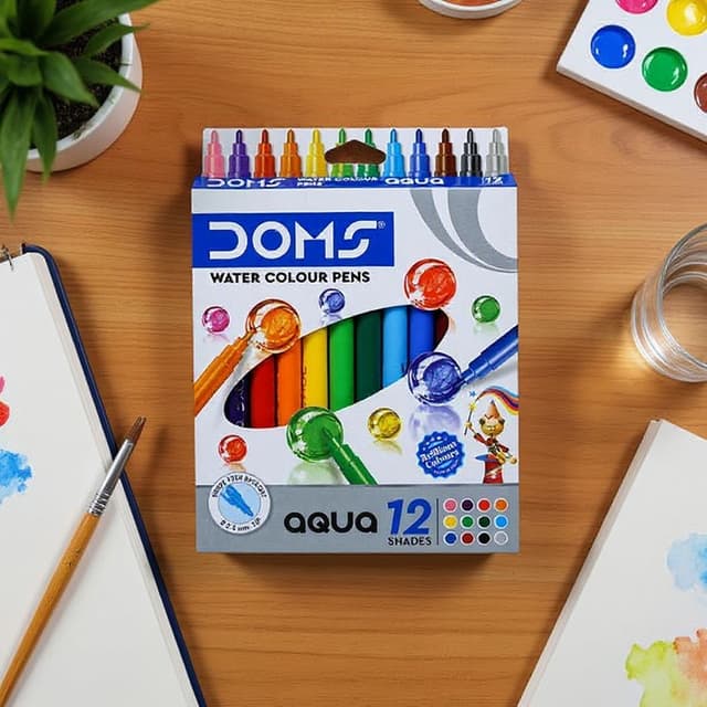 doms-aqua-water-colour-pens-12-shades-set