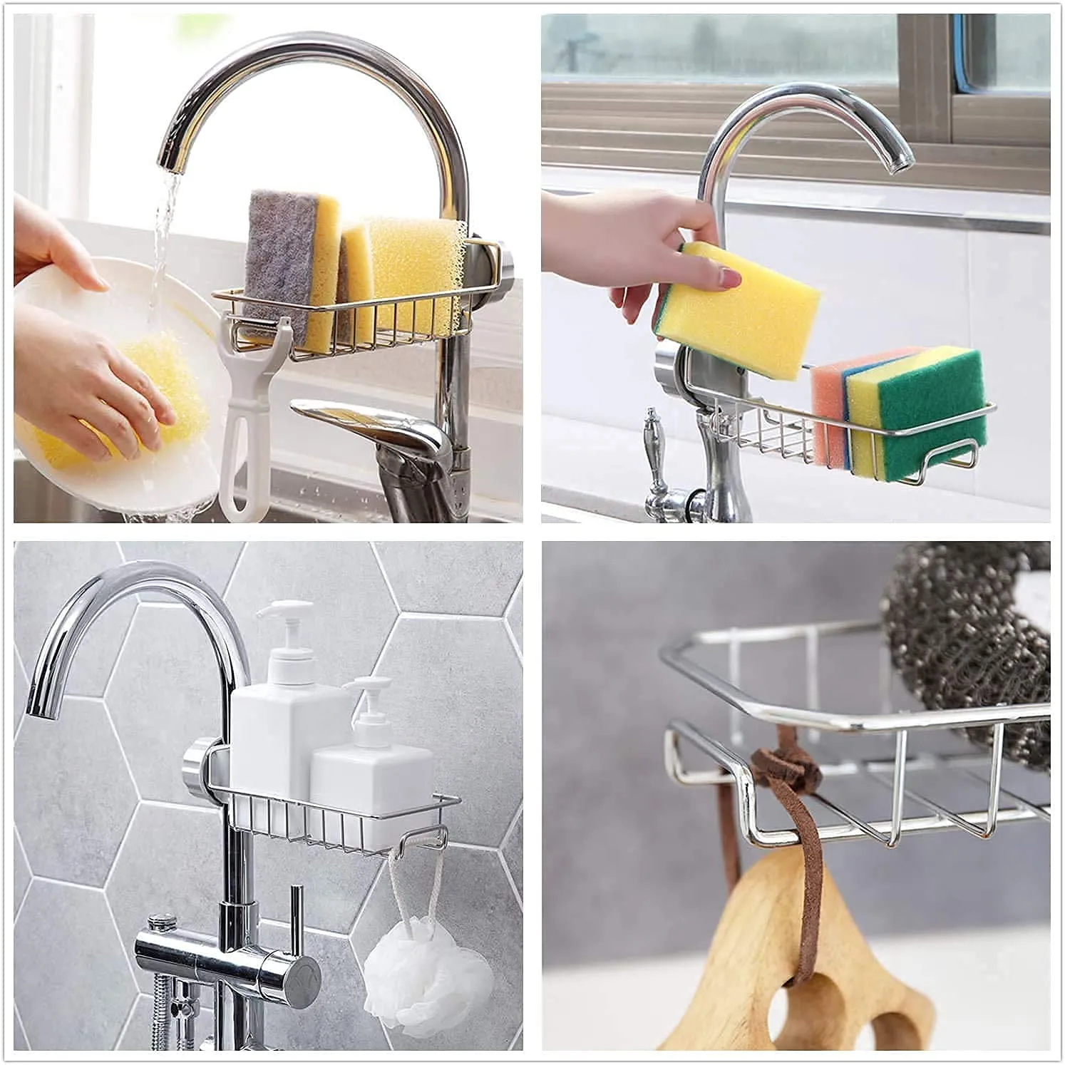 Stainless Steel Kitchen Faucet Soap Sponge Holder