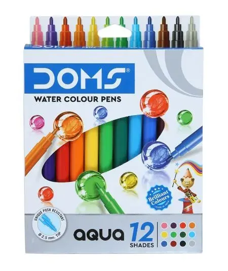 doms-aqua-water-colour-pens-12-shades-set