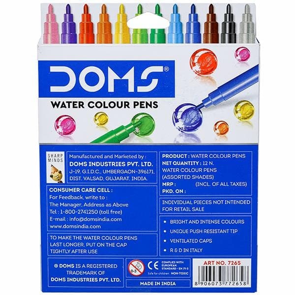 doms-aqua-water-colour-pens-12-shades-set