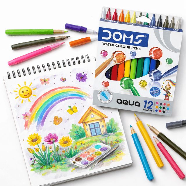 doms-aqua-water-colour-pens-12-shades-set