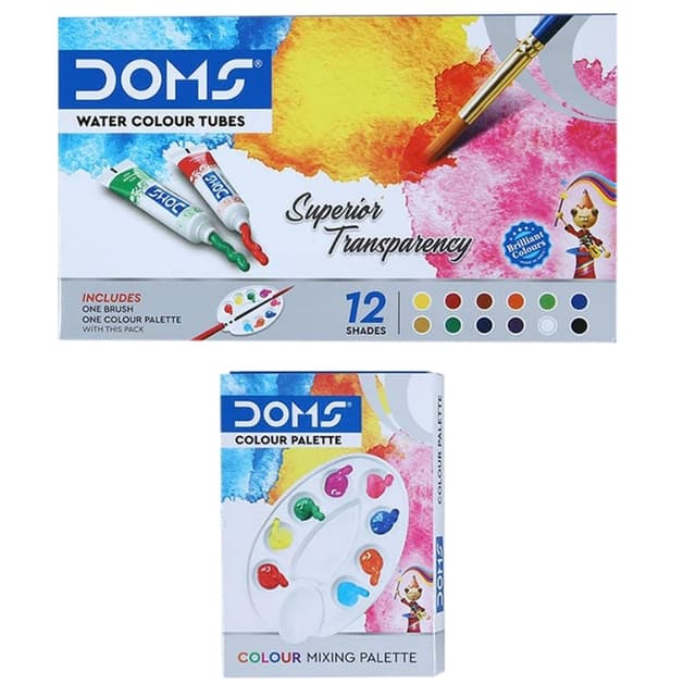 doms-water-colour-paint-set-12-tubes-with-brush-palett