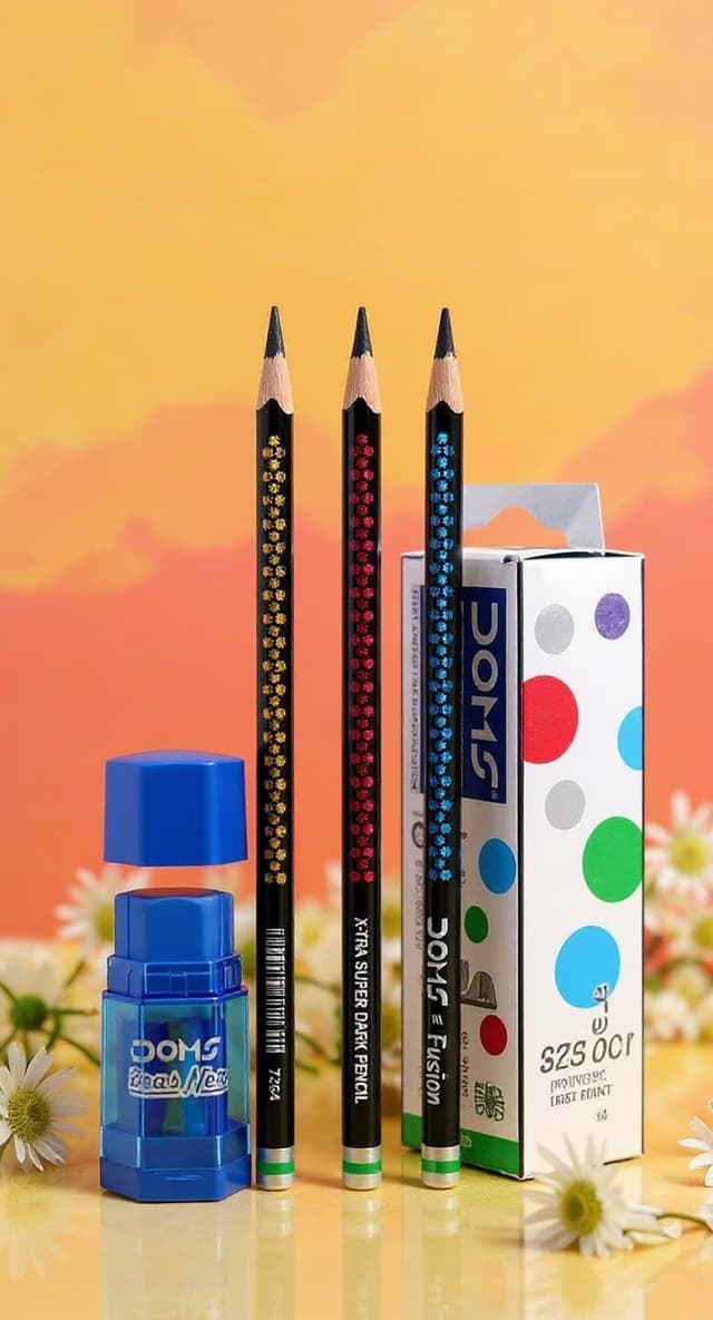 doms-fusion-triangular-wood-pencil-x-tra-dark-10pcs-with-sharpener