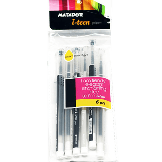 matador-i-teen-gel-pen-6pcs-black-ink