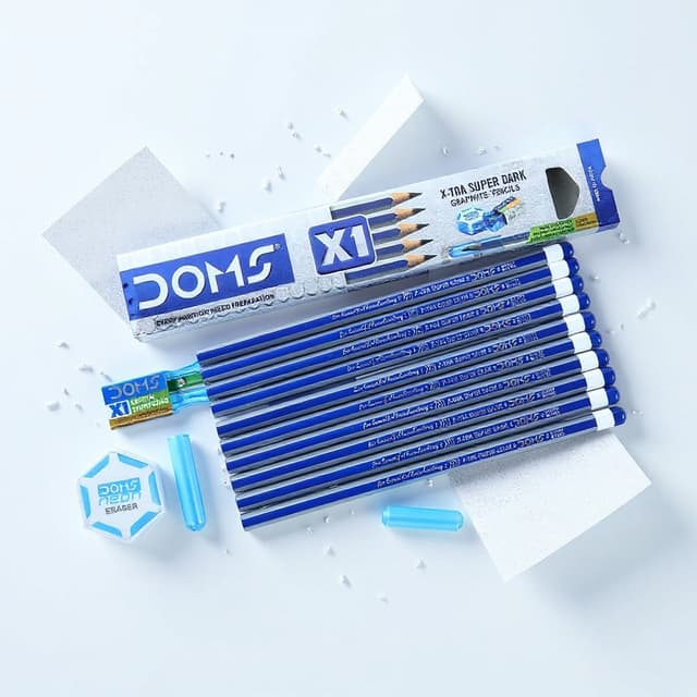 doms-x1-x-tra-dark-pencil-hb-2-set-with-sharpener-eraser