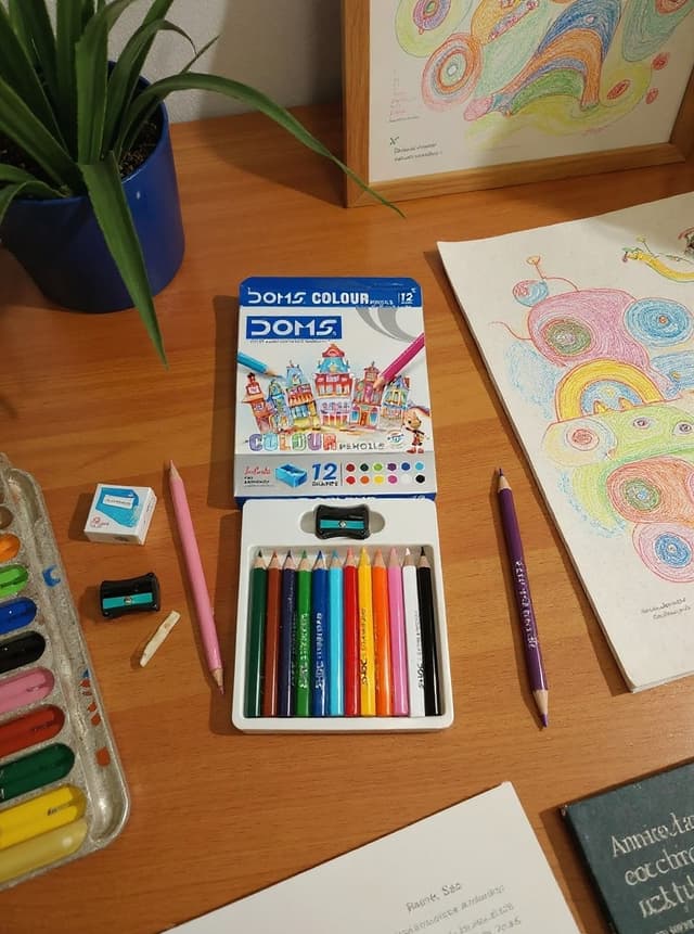 doms-colour-pencils-12-bright-shades-includes-free-sharpener-