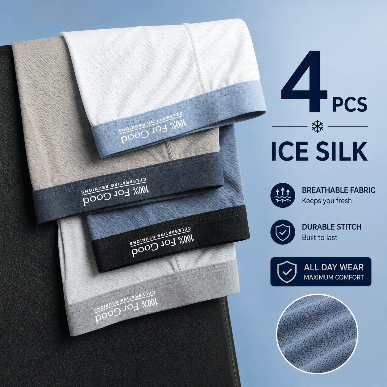 Premium Luxury Ice Silk Comfort Men’s Underwear (Set of 4)