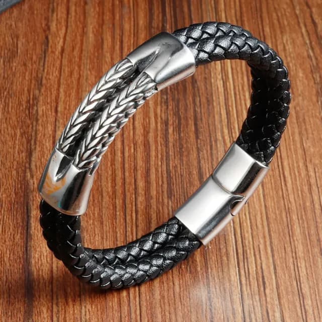 genuine-leather-double-wrap-steel-bracelet