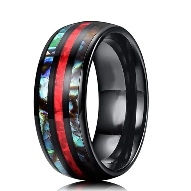 red-striped-stainless-finger-ring
