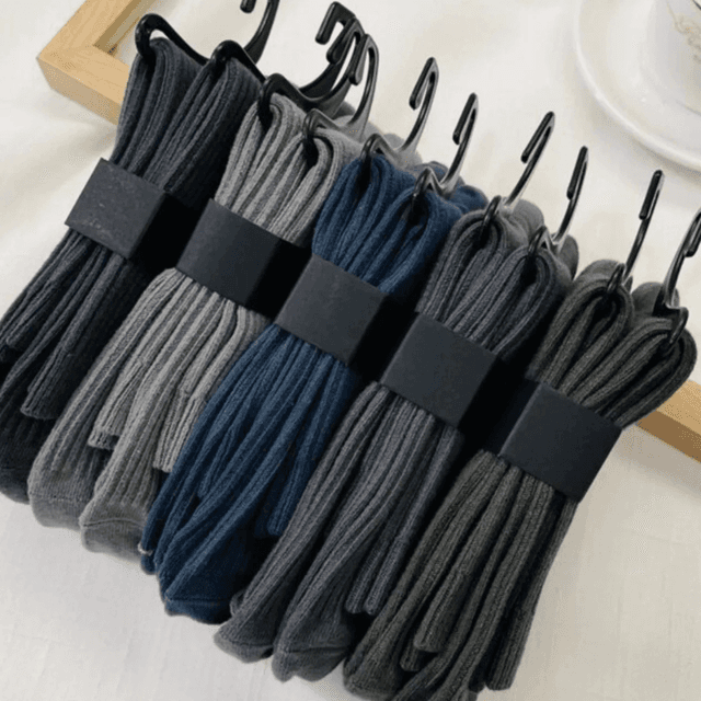 solid-color-vertical-striped-cotton-socks-set-of-05-